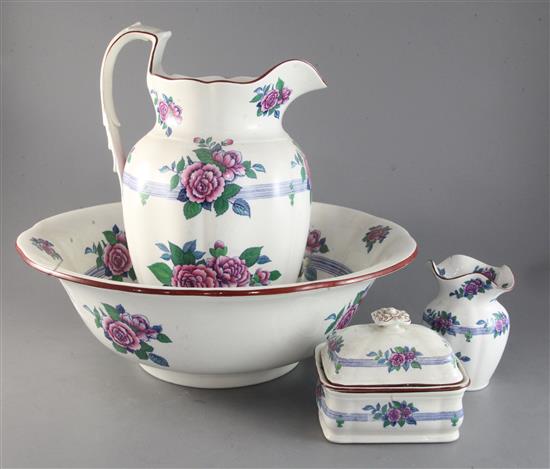 A Victorian Copeland Spode transfer printed toilet set,